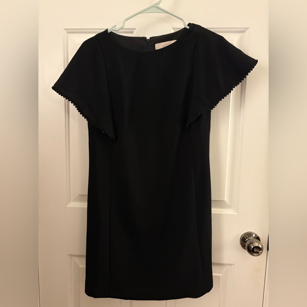 LOFT Black Mini Dress with Flared Sleeves